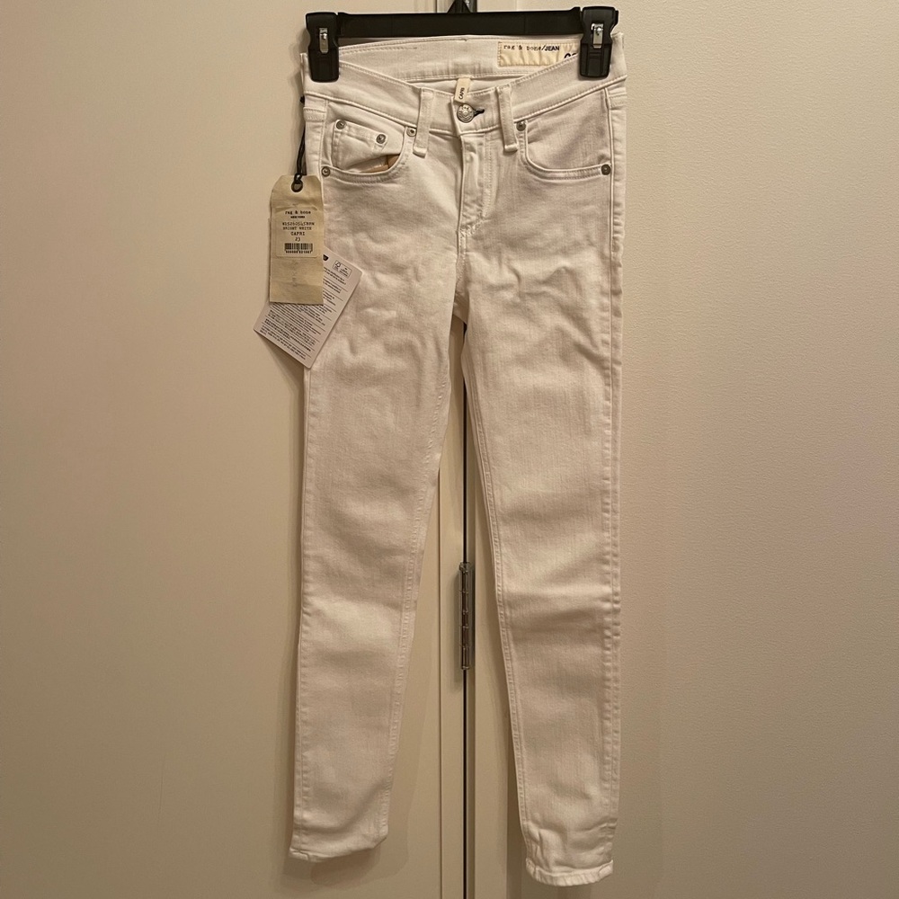 rag & bone Bright White Capri NWT Stretch Skinny 26 Waist Size 23